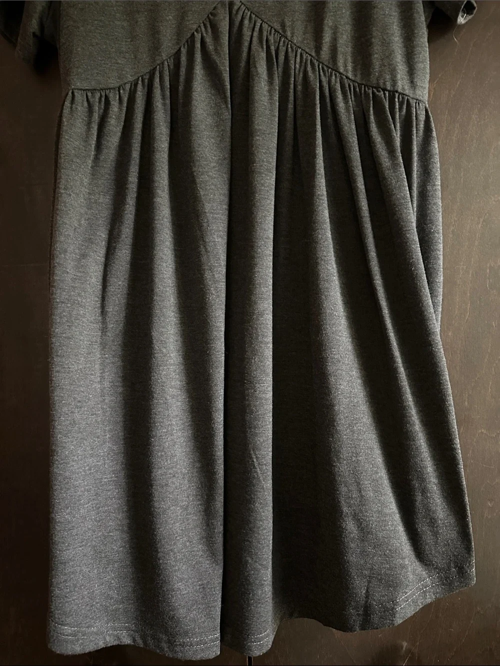 Charcoal V-Neck Gathered T-Shirt Babydoll Dress - Picture 3 of 6